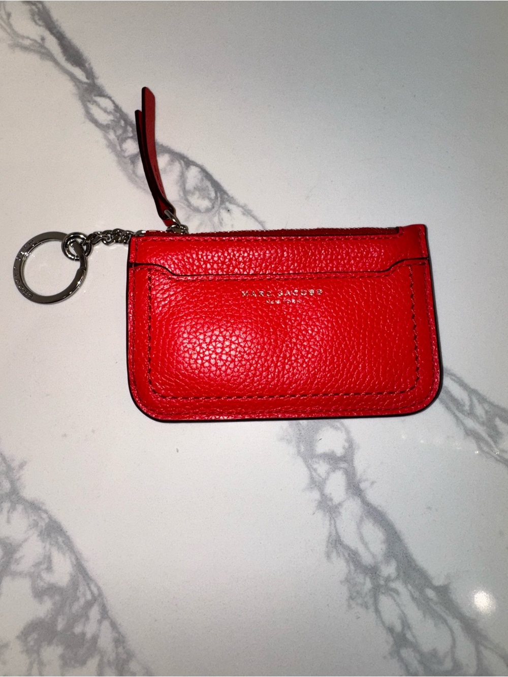 Marc Jacobs Red Pebbled Leather Wristlet Card Pouch